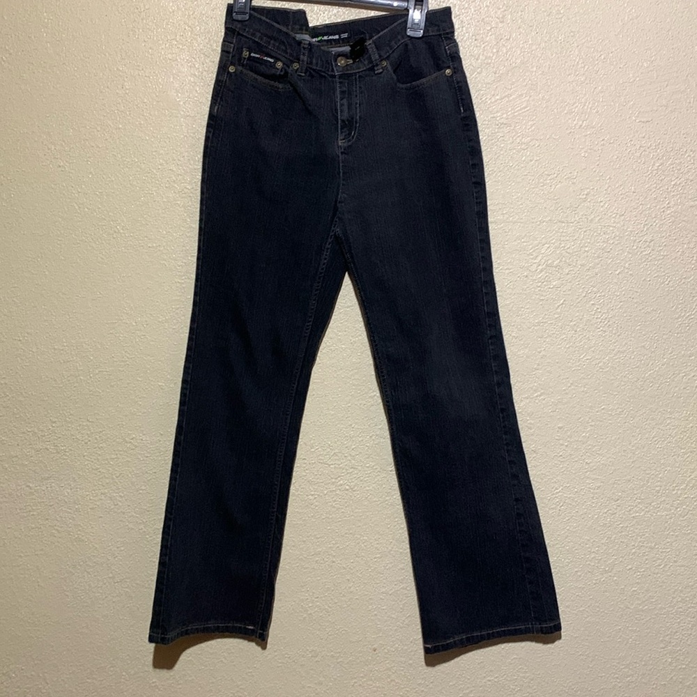 DKNY Jeans 12L Black Stretchy Slight Boot Cut LOGO 5-Pocket Mid Rise Cotton